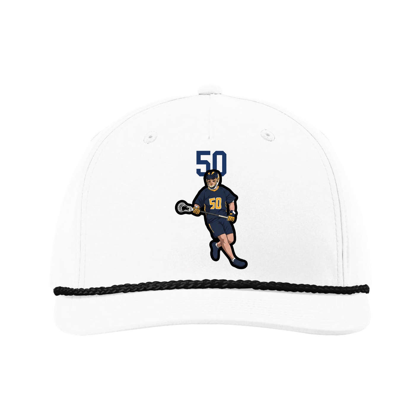 Five-Panel Classic Rope Cap — Number Top in White
