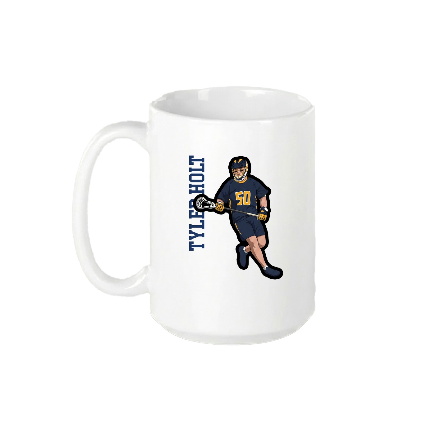 15oz Coffee Mug — Name Vertical in White