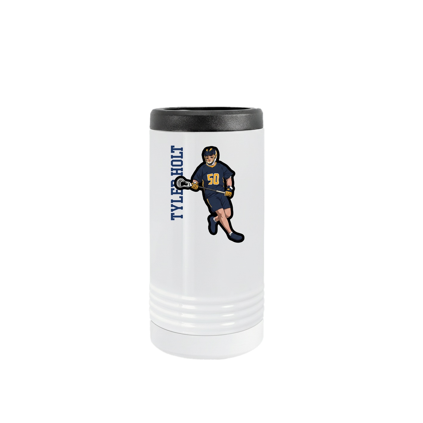 Slim Beverage Holder — Name Vertical in White