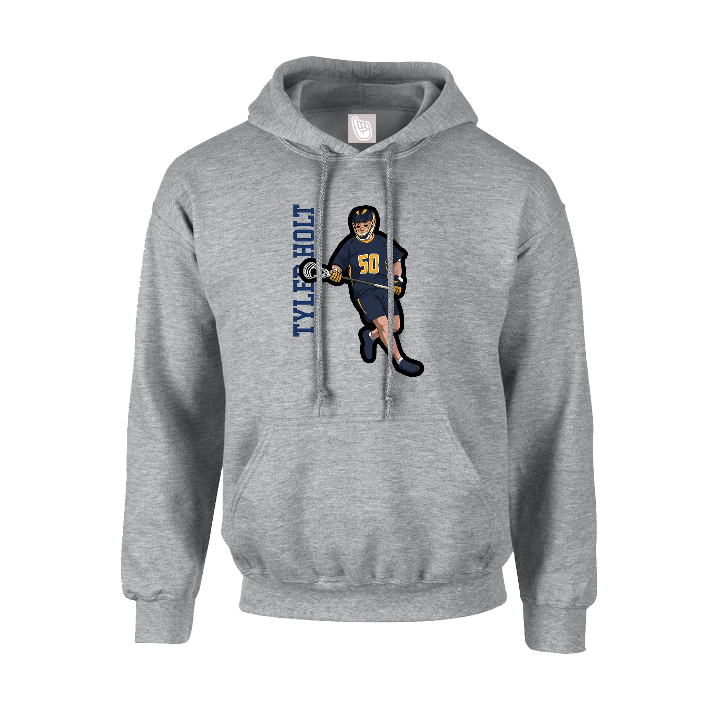 Youth Hoodie — Name Vertical in Grey