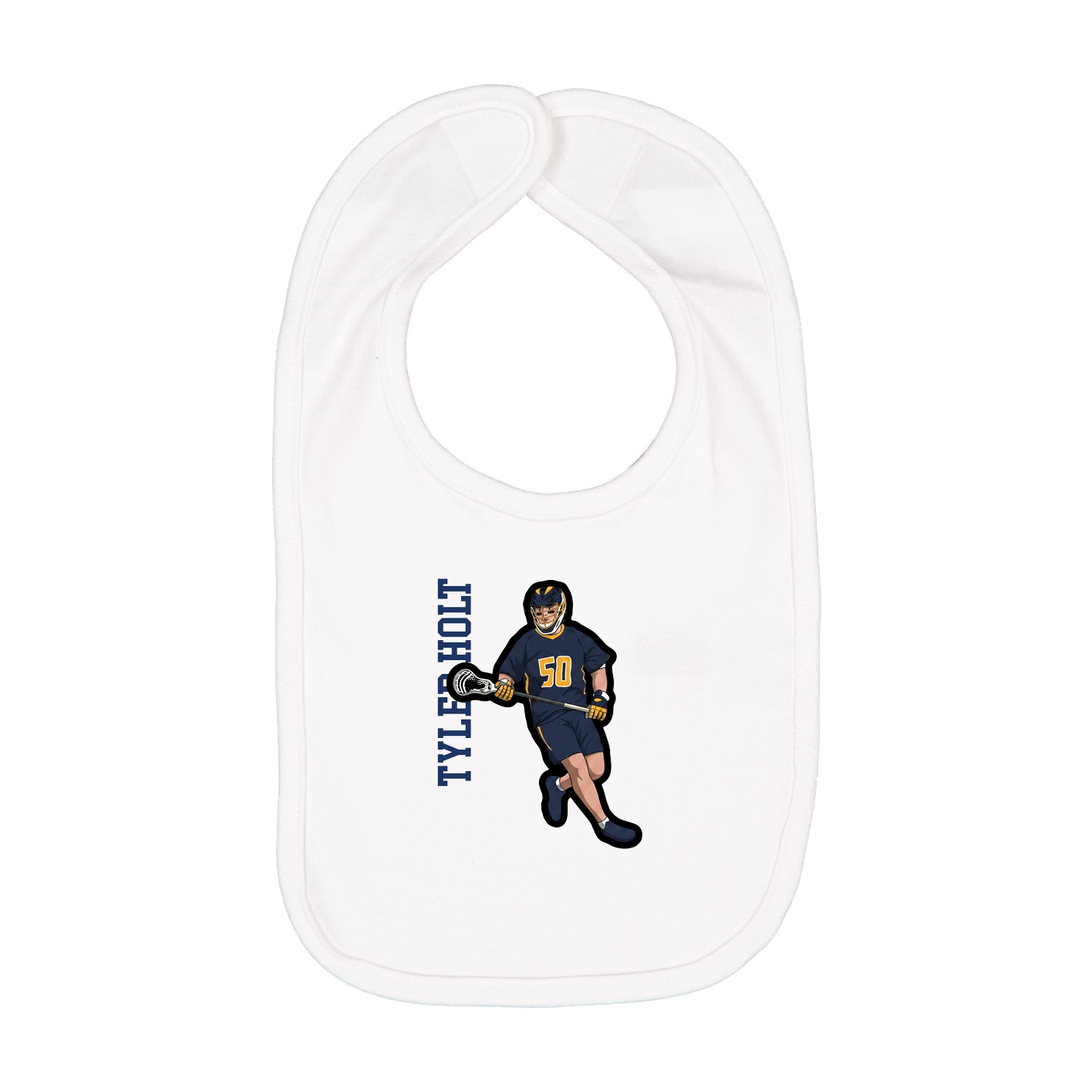 Infant Bib — Name Vertical in White
