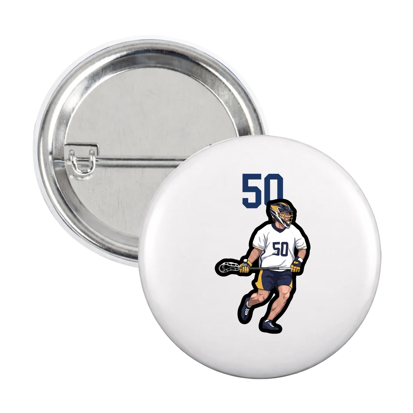 Game Day Button — Number Top in White