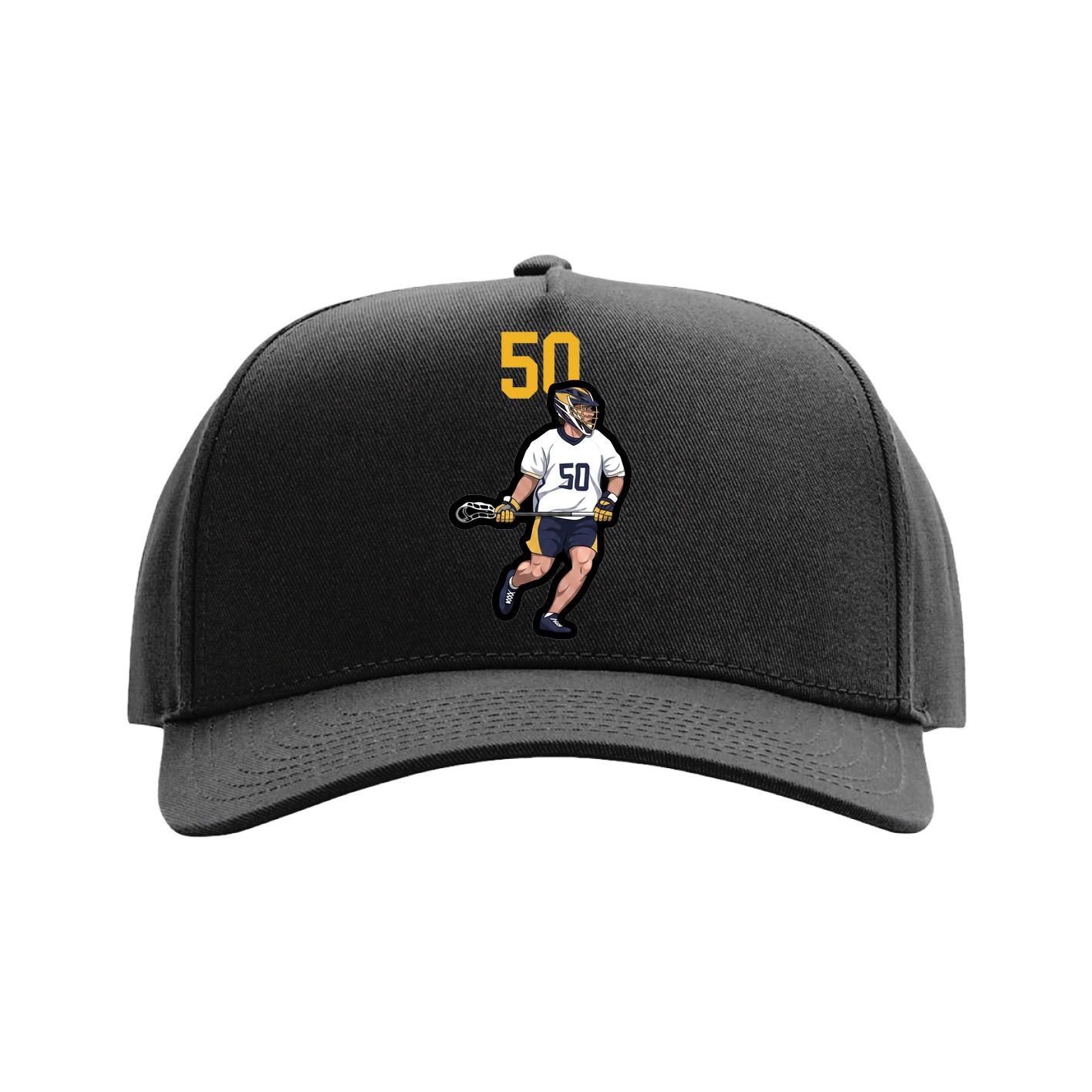 Full Fabric Five-Panel Champ Cap — Number Top in Black