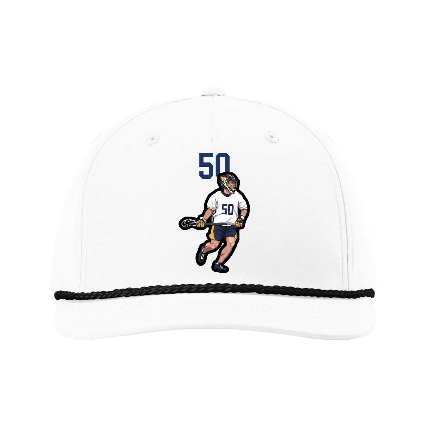 Five-Panel Classic Rope Cap — Number Top in White