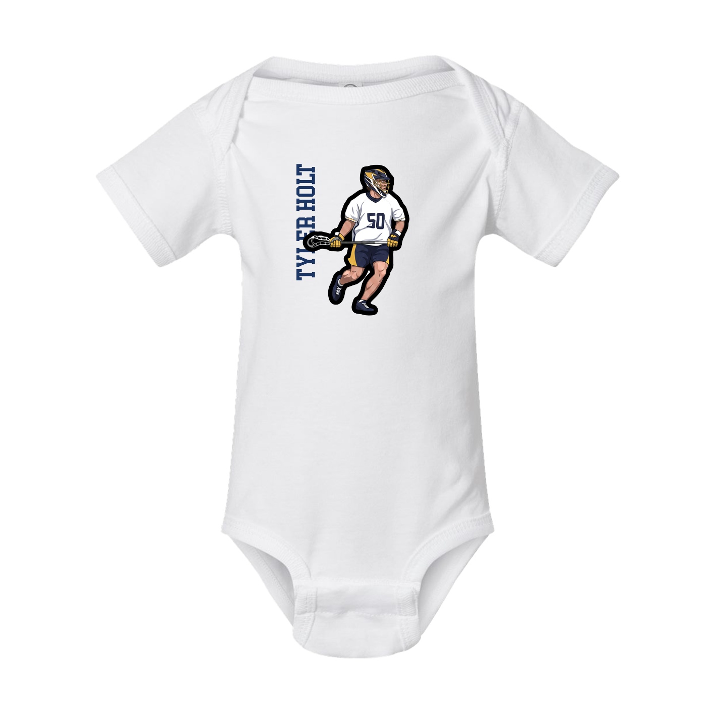 Baby Onesie — Name Vertical in White