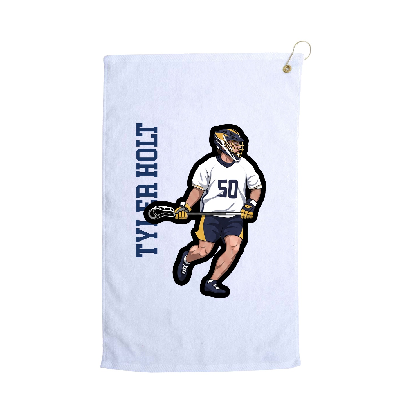 Golf Towel — Name Vertical in White