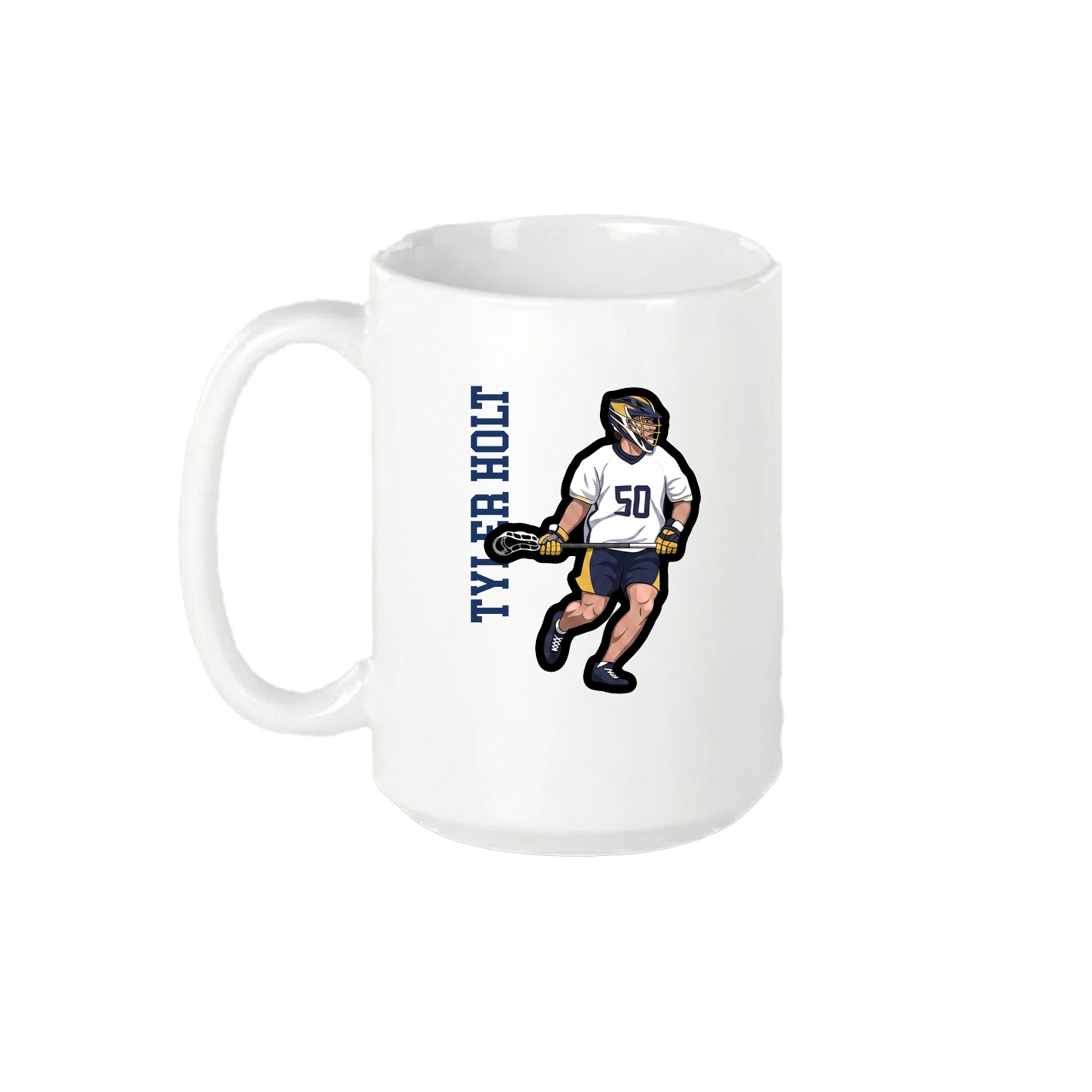 15oz Coffee Mug — Name Vertical in White