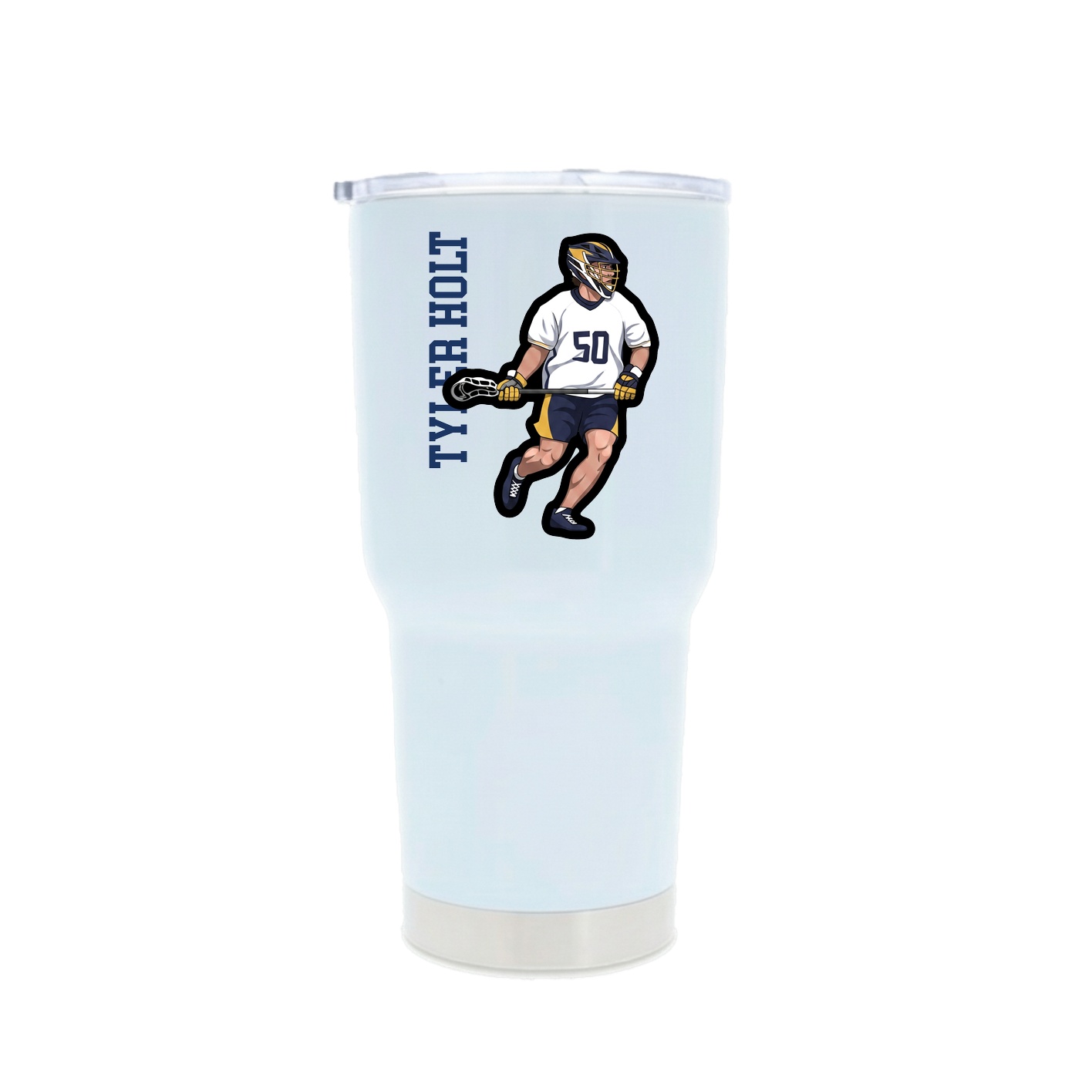30oz Stainless Steel Tumbler — Name Vertical in White