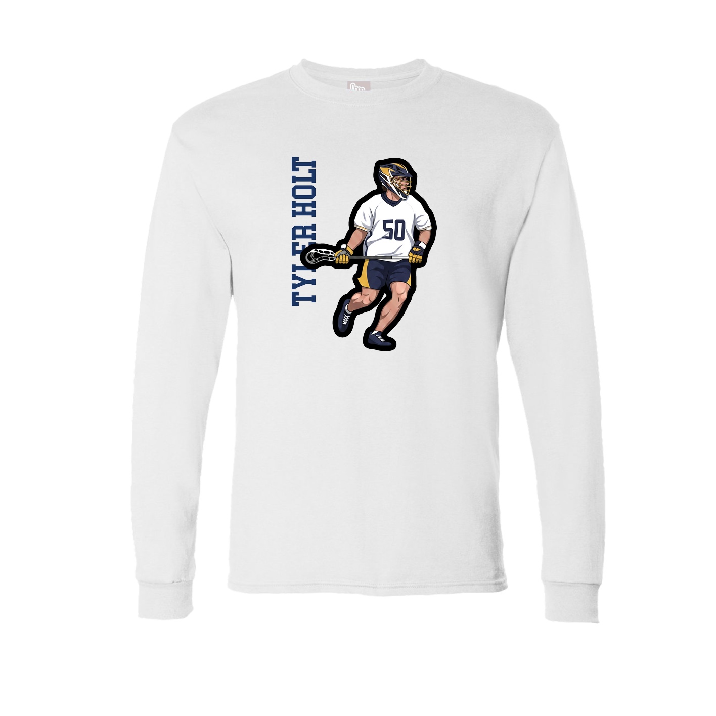 Long Sleeve Tee — Name Vertical in White