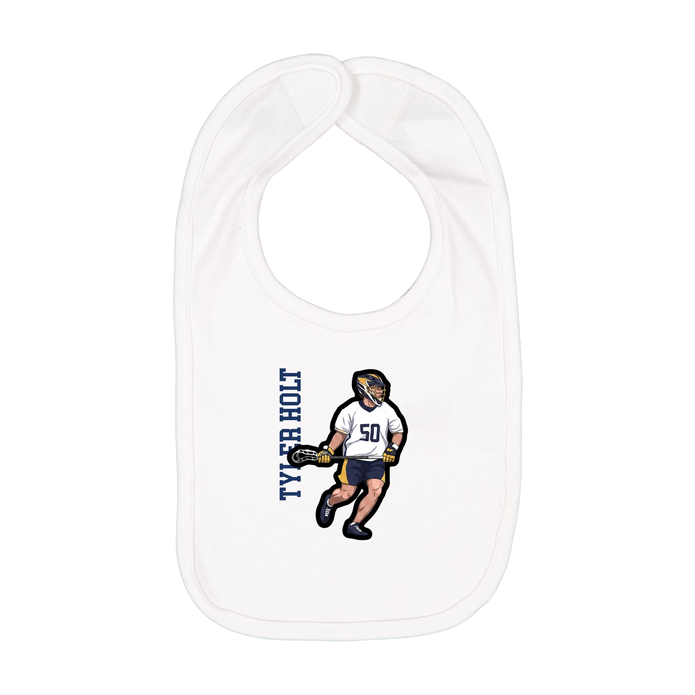 Infant Bib — Name Vertical in White