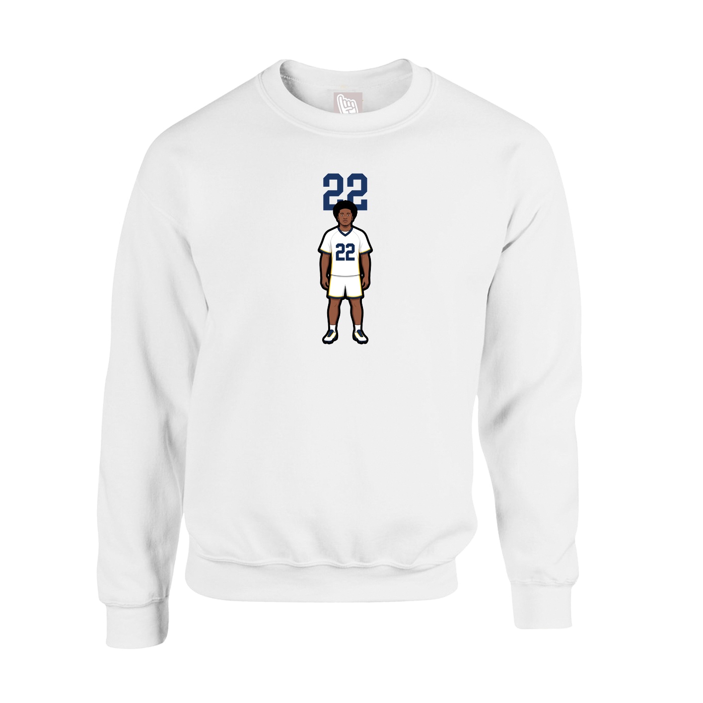 Fleece Crew — Number Top in White