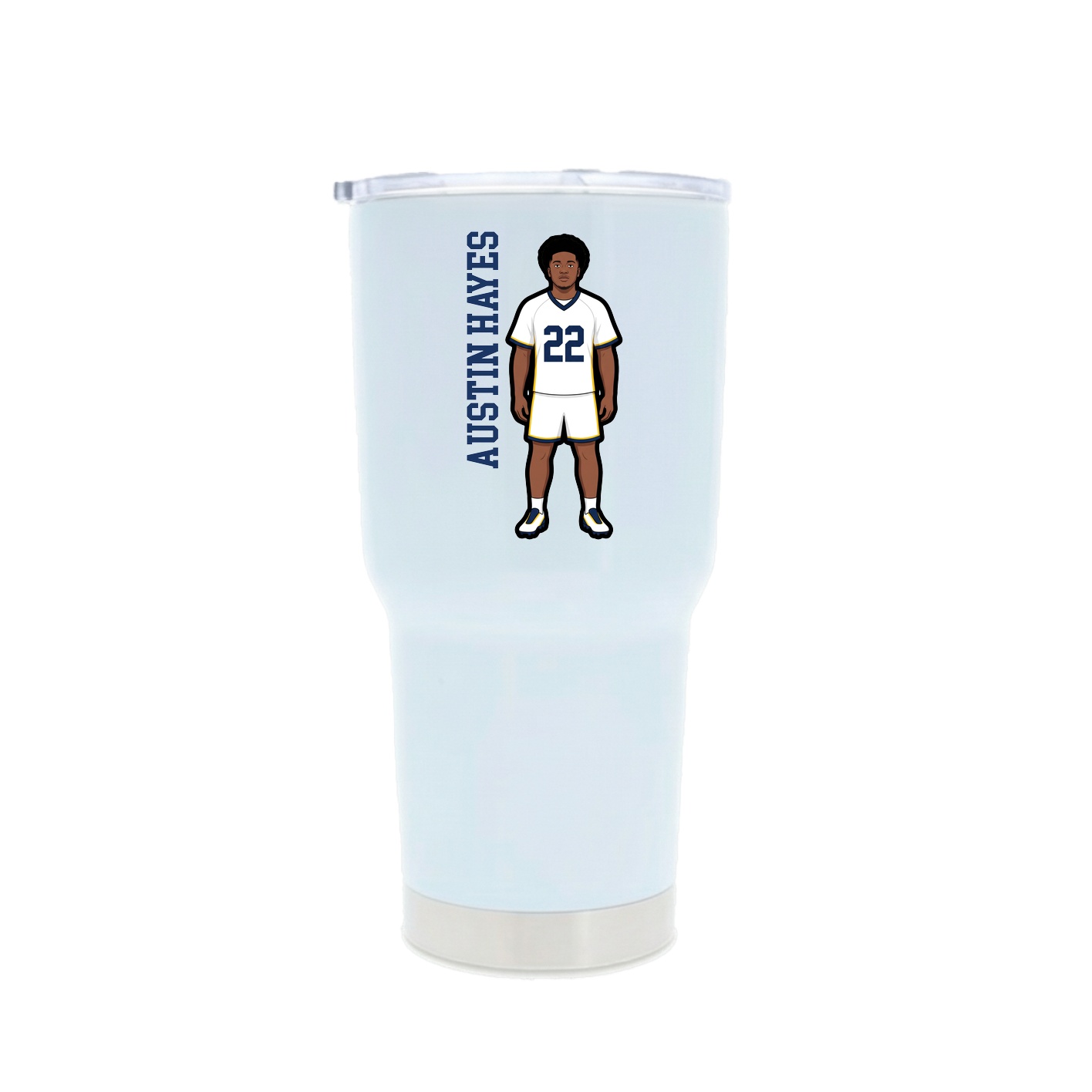 30oz Stainless Steel Tumbler — Name Vertical in White
