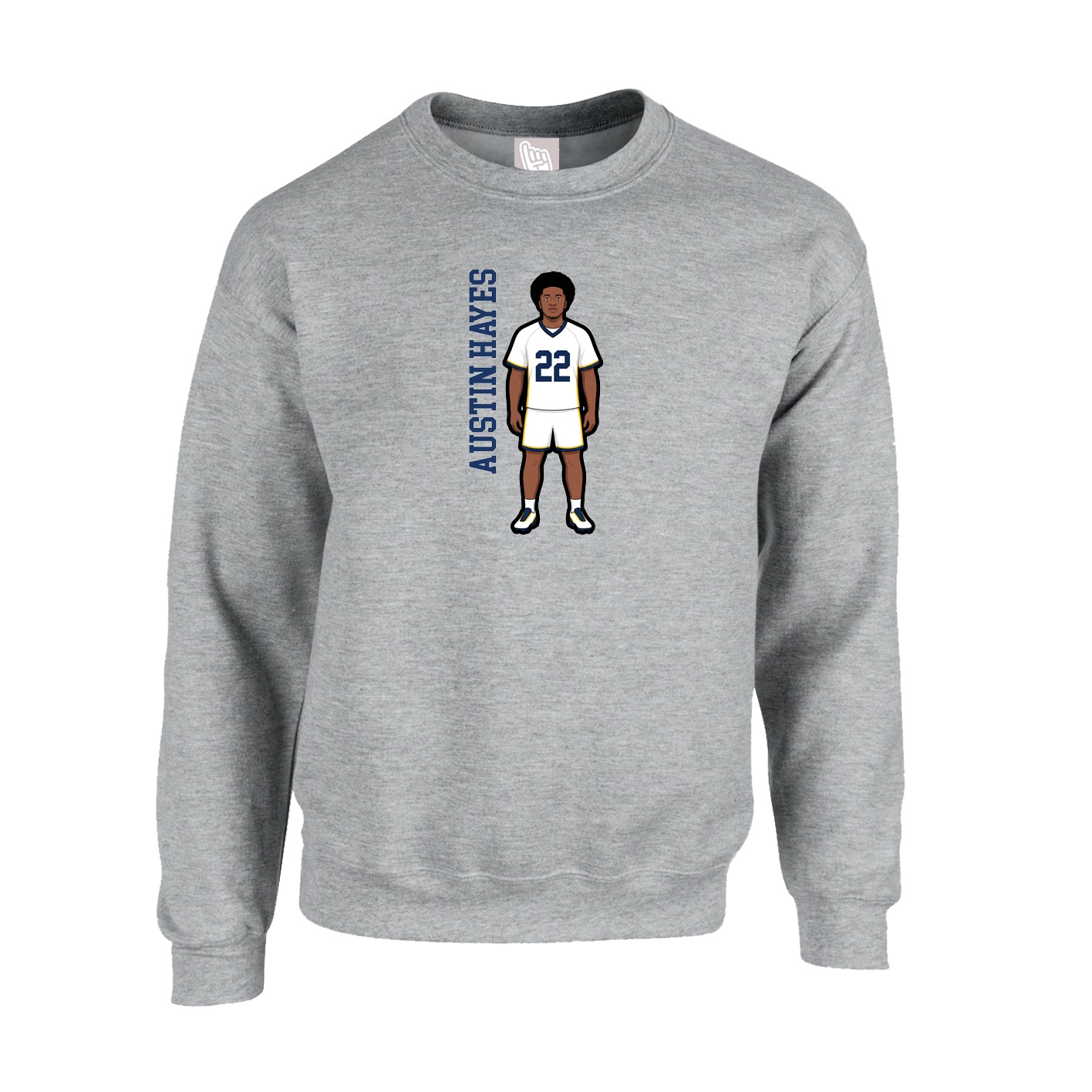 Fleece Crew — Name Vertical in Grey