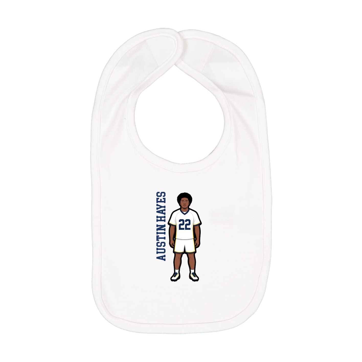 Infant Bib — Name Vertical in White