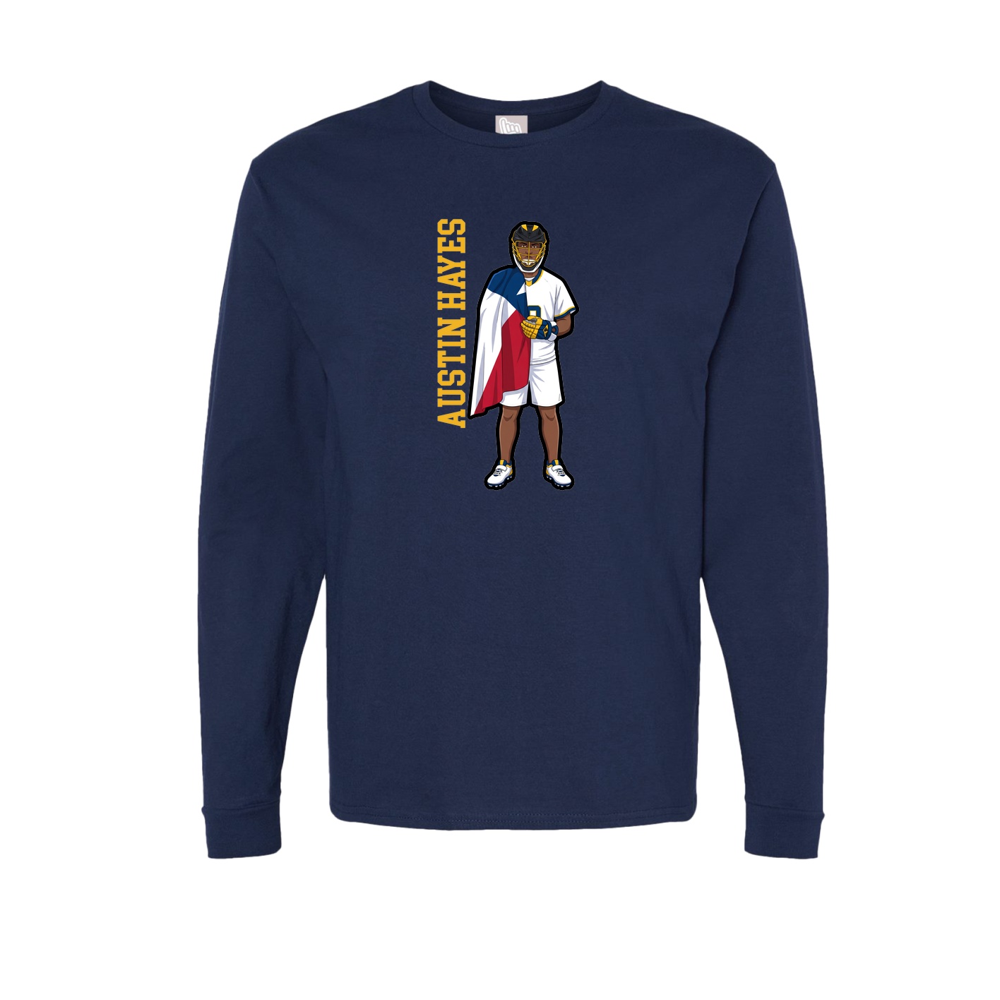 Long Sleeve Tee — Name Vertical in Navy