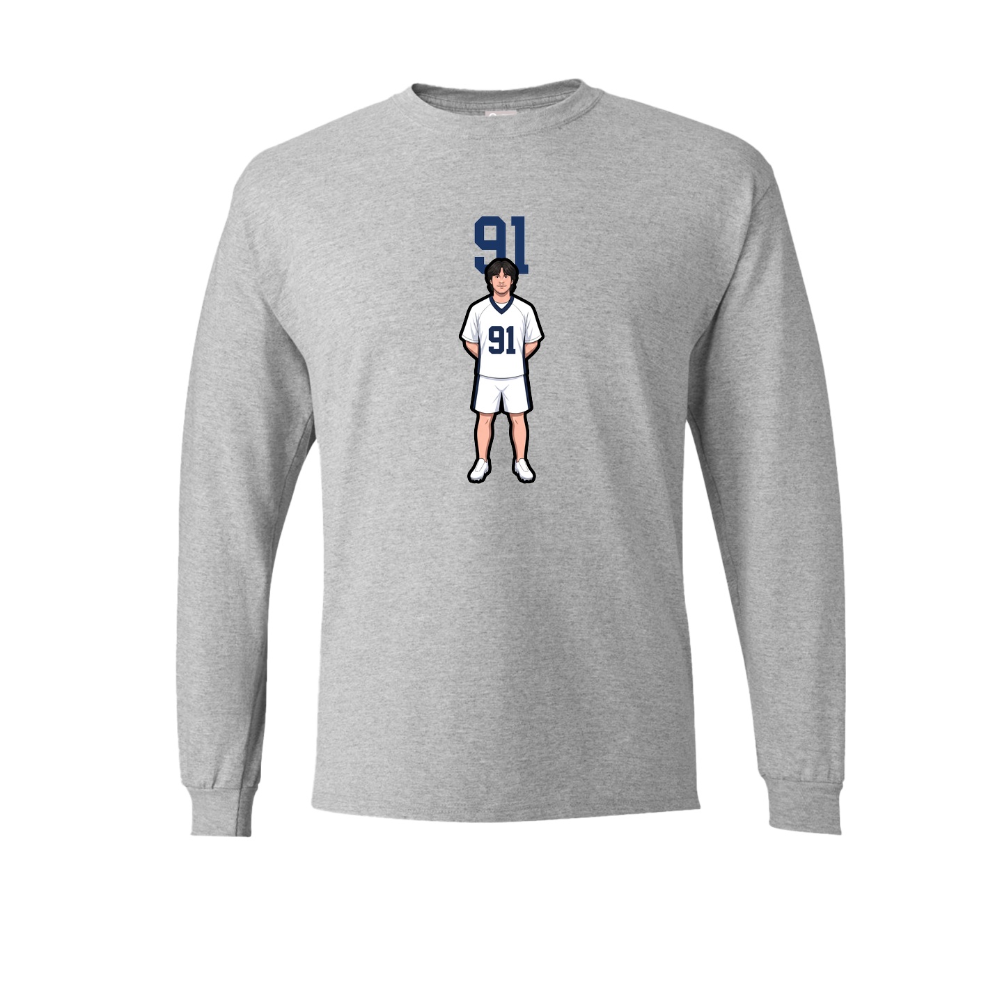 Long Sleeve Tee — Number Top in Grey