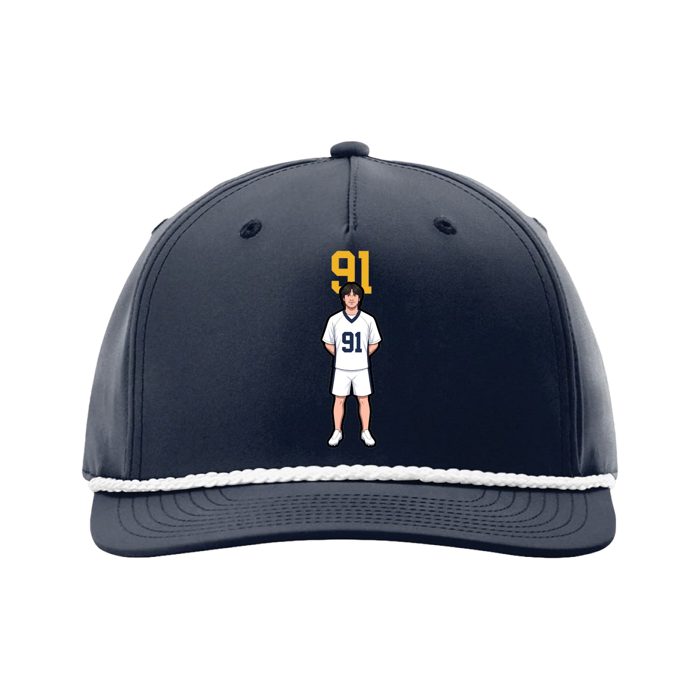 Five-Panel Classic Rope Cap — Number Top in Navy