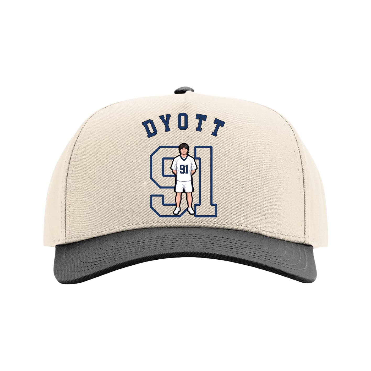 Full Fabric Five-Panel Champ Cap — Shirsey Arch in Cream/Black