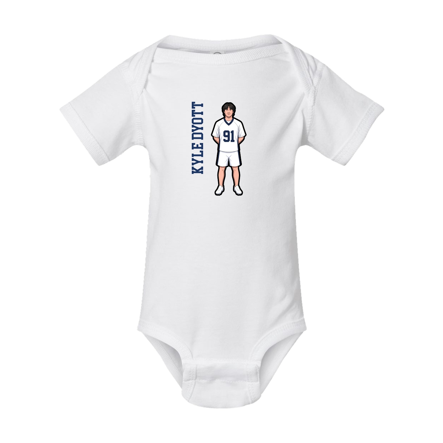 Baby Onesie — Name Vertical in White