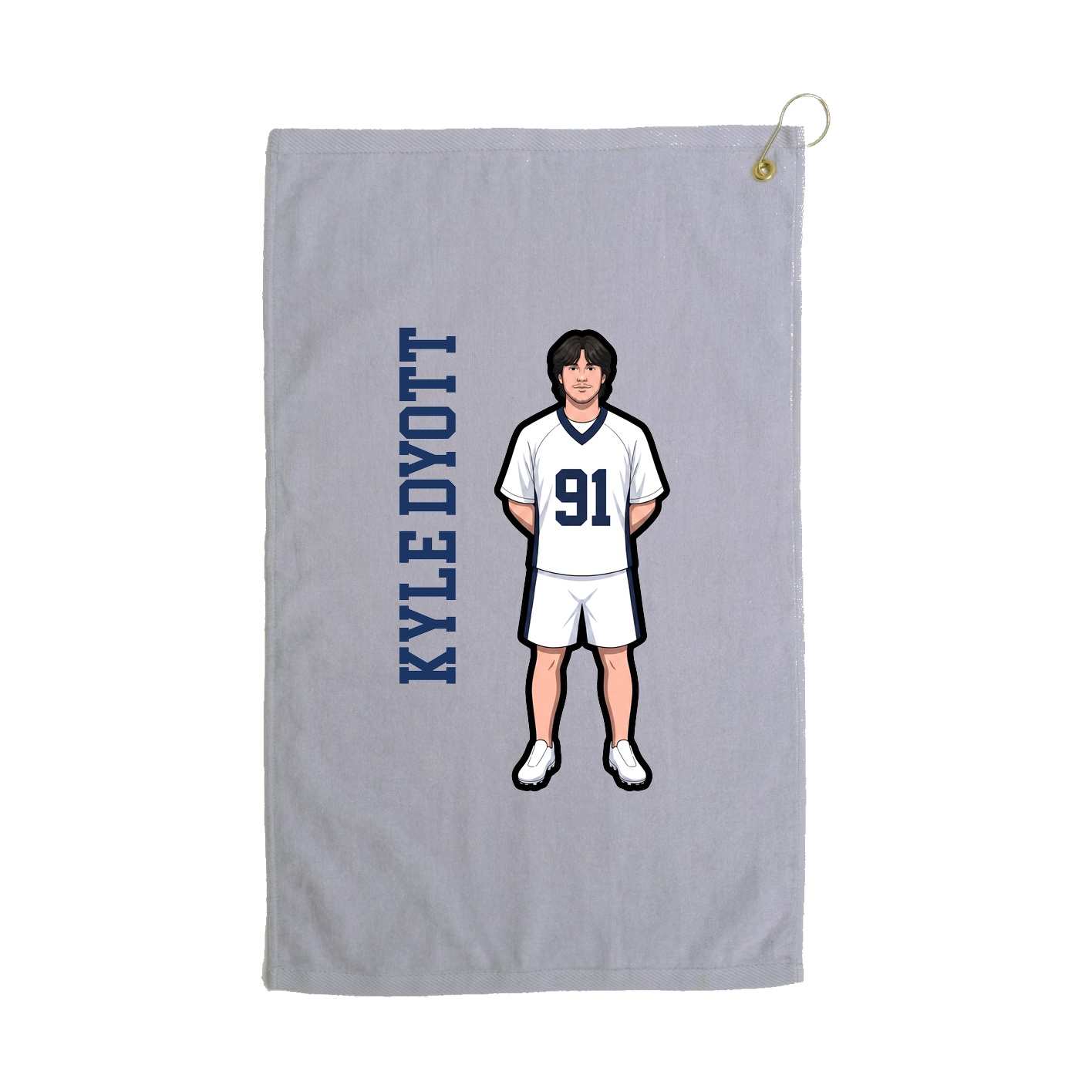 Golf Towel — Name Vertical in Grey