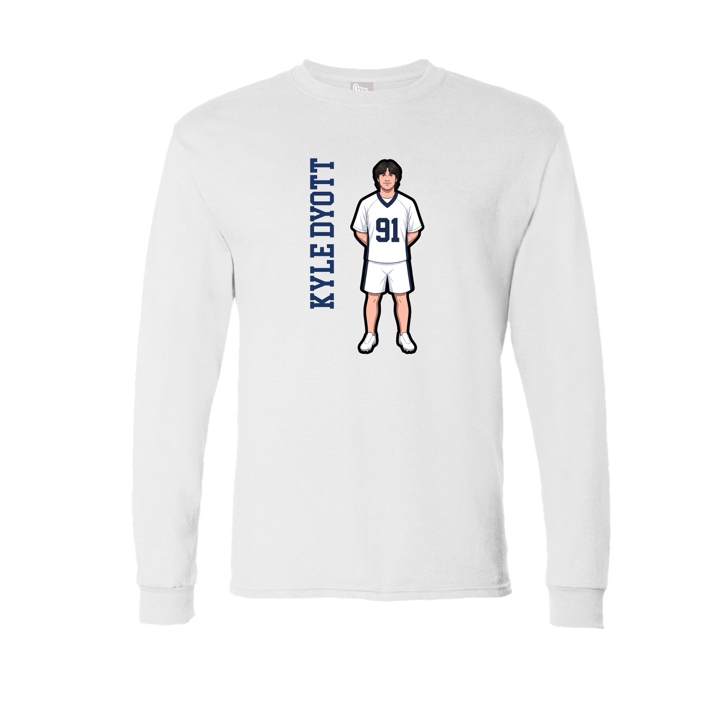 Long Sleeve Tee — Name Vertical in White