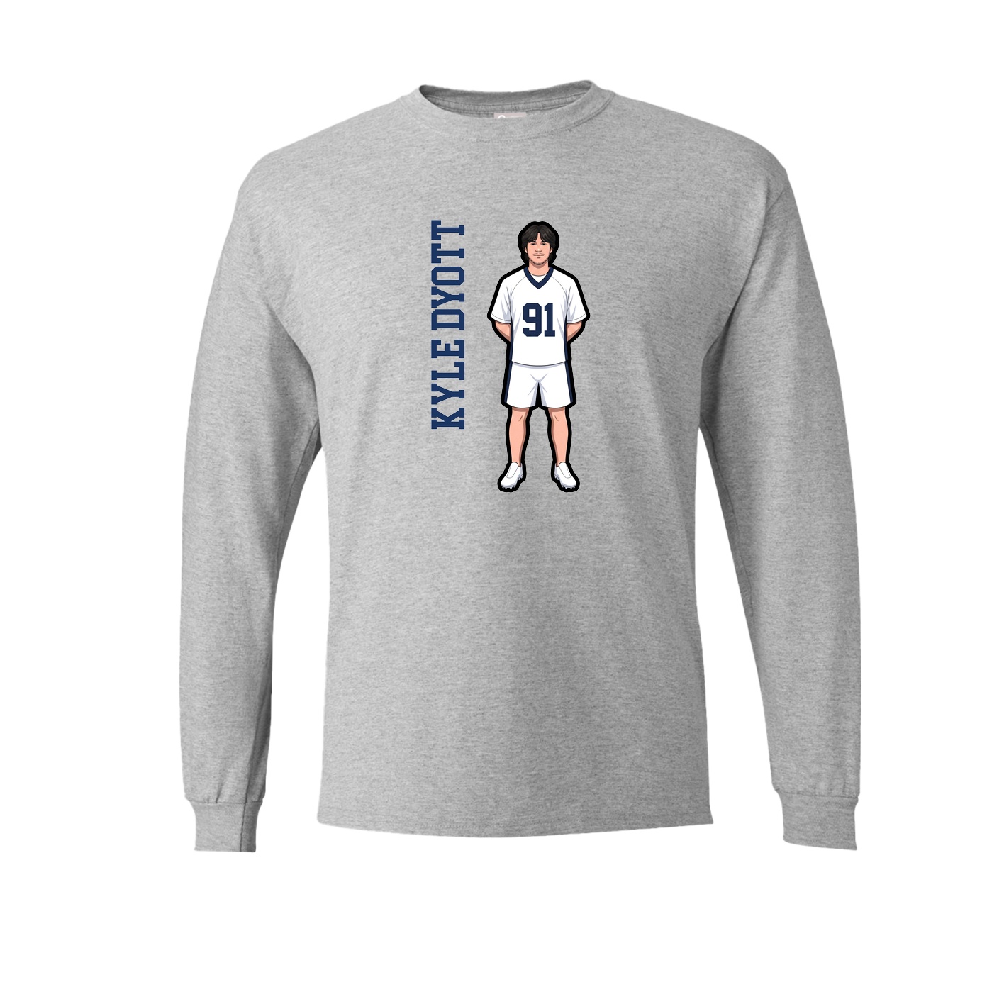 Long Sleeve Tee — Name Vertical in Grey