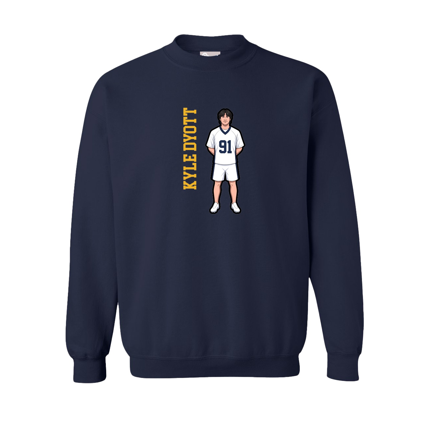 Fleece Crew — Name Vertical in Navy