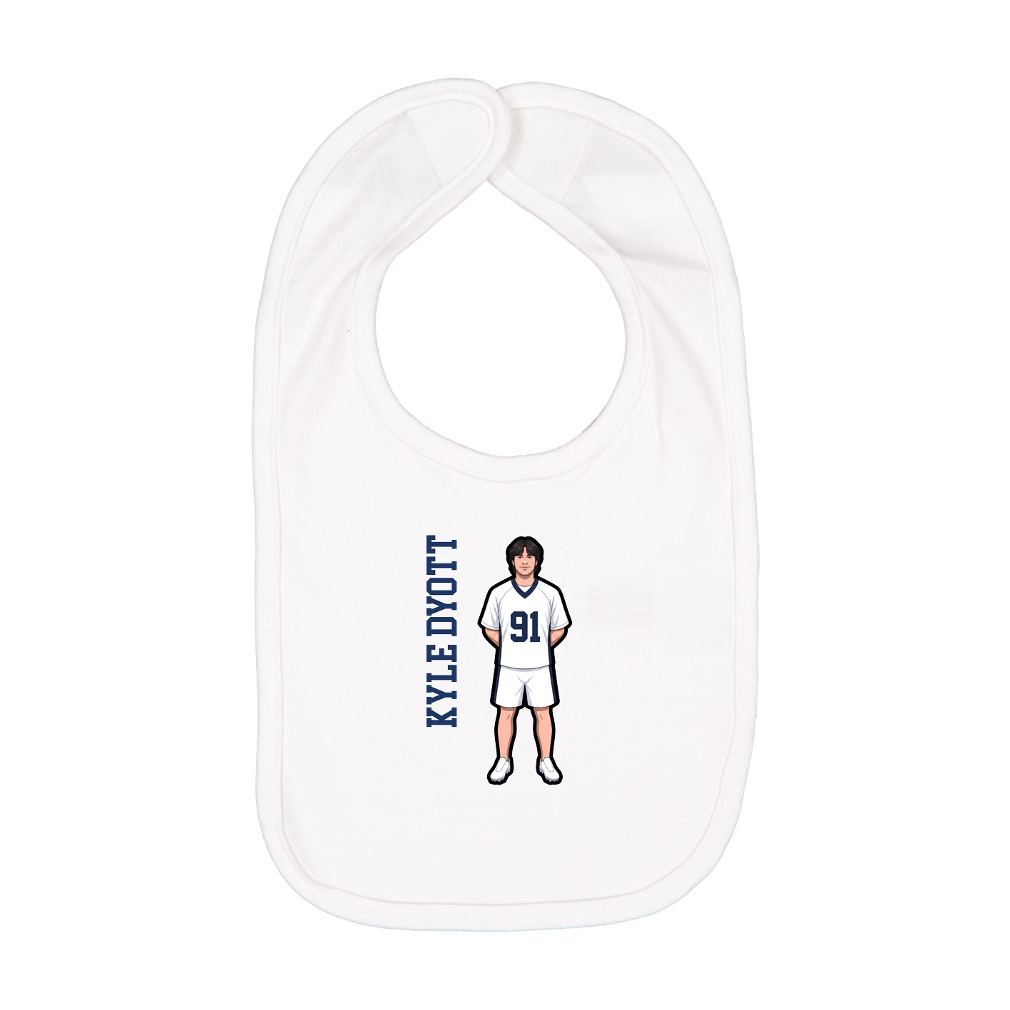 Infant Bib — Name Vertical in White