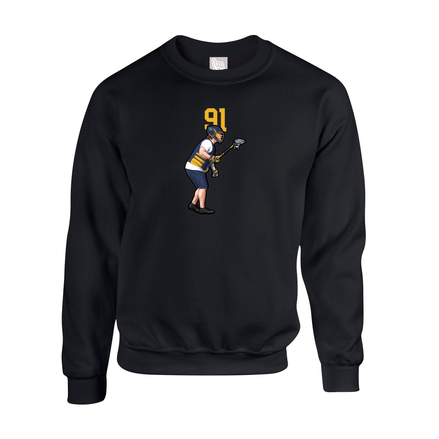 Fleece Crew — Number Top in Black