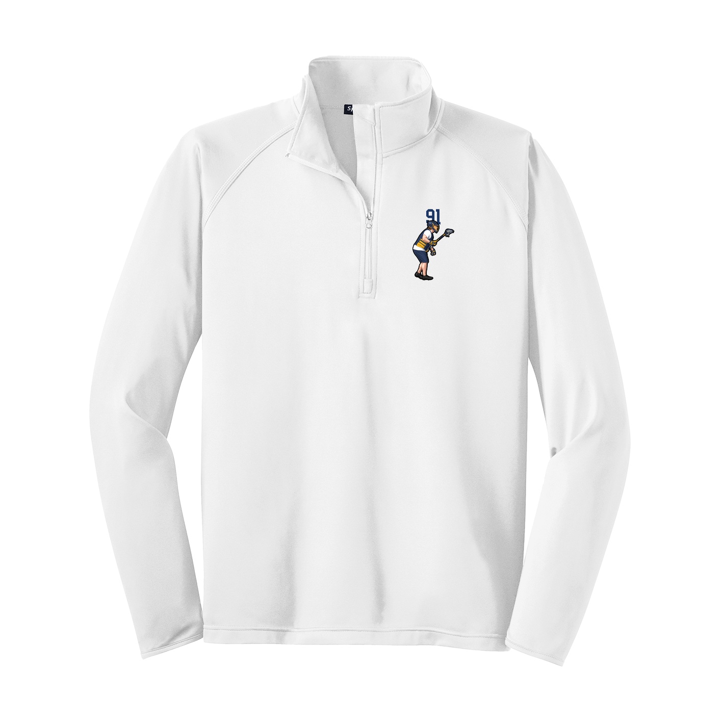 Q-Zip Pullover — Number Top in White