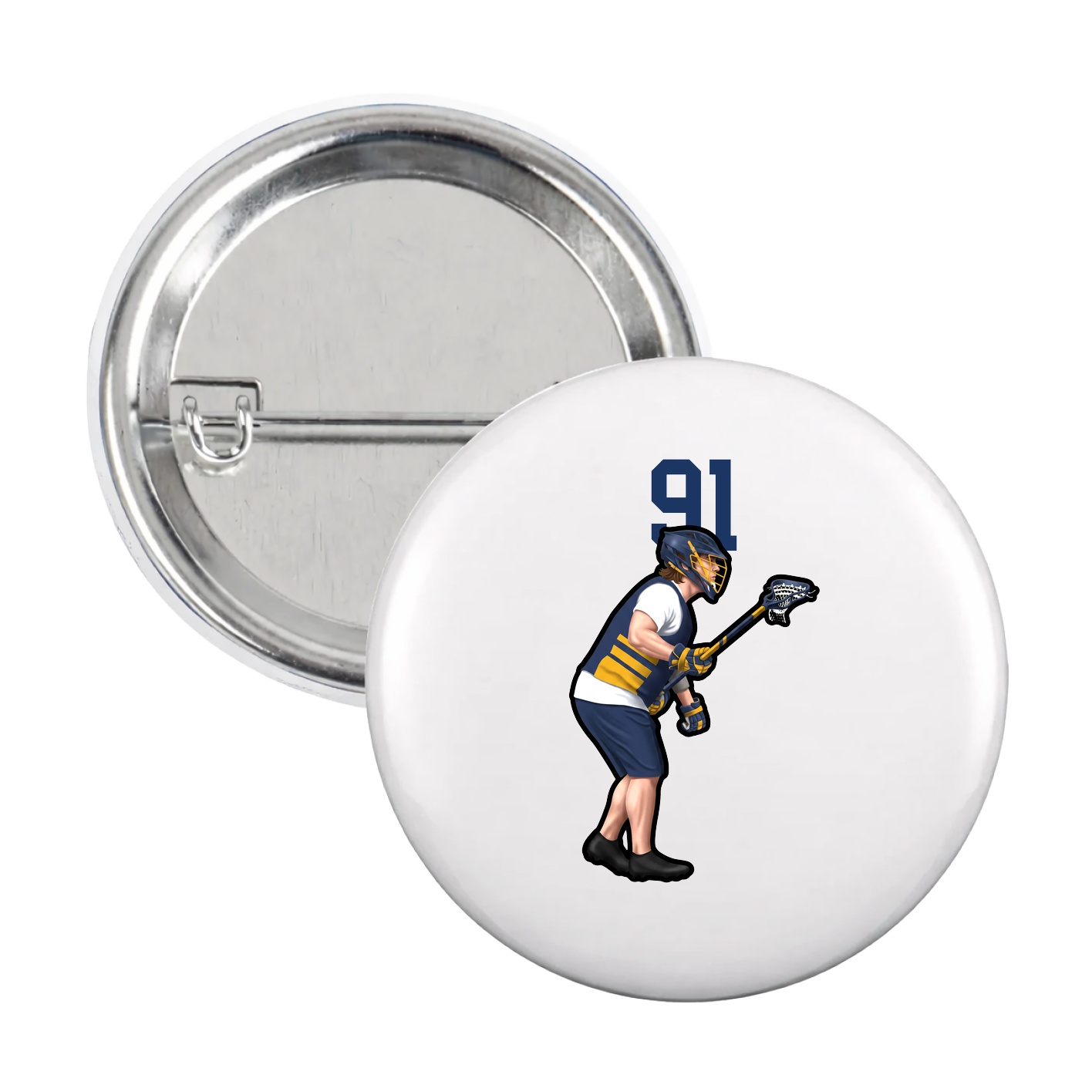 Game Day Button — Number Top in White