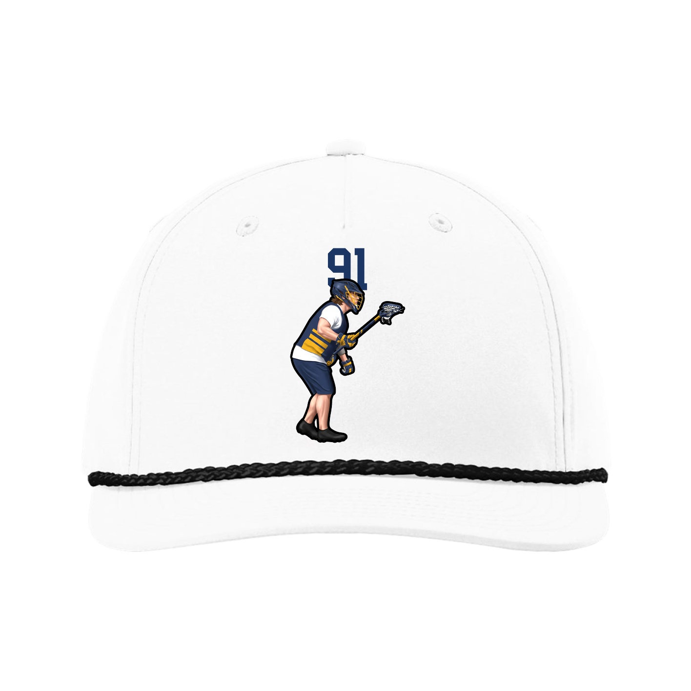 Five-Panel Classic Rope Cap — Number Top in White