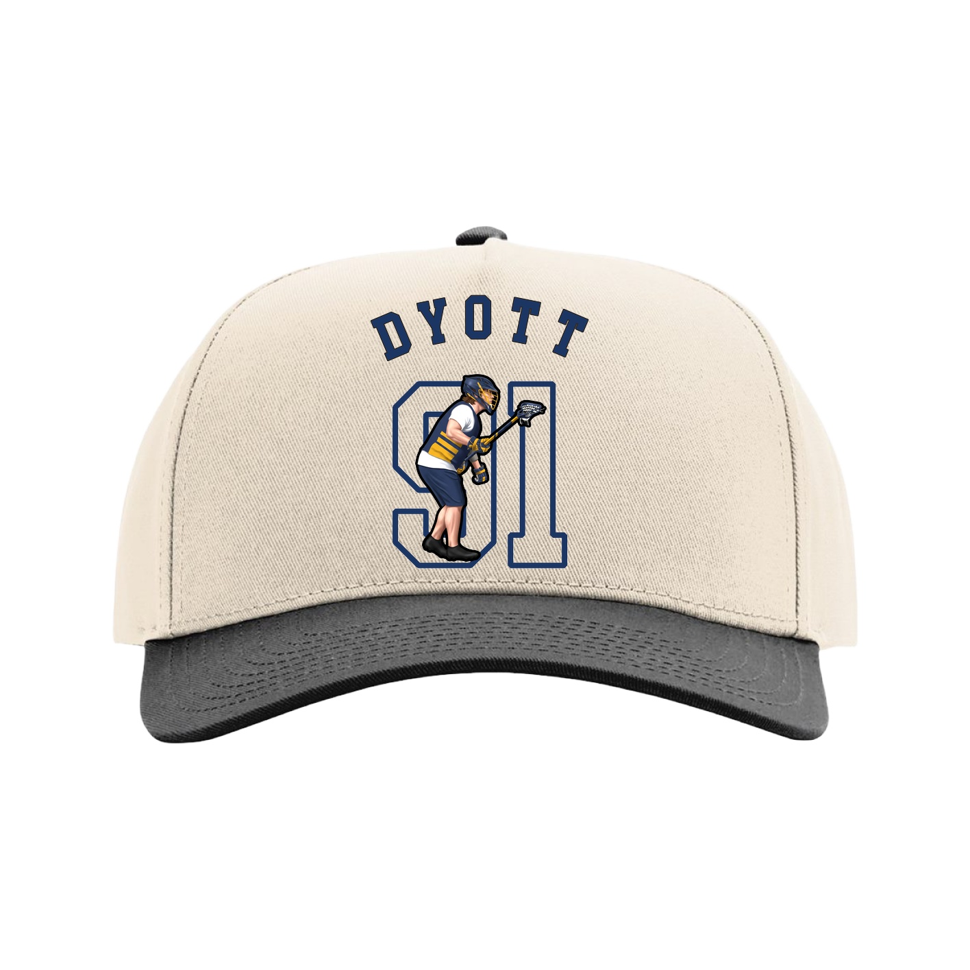 Full Fabric Five-Panel Champ Cap — Shirsey Arch in Cream/Black