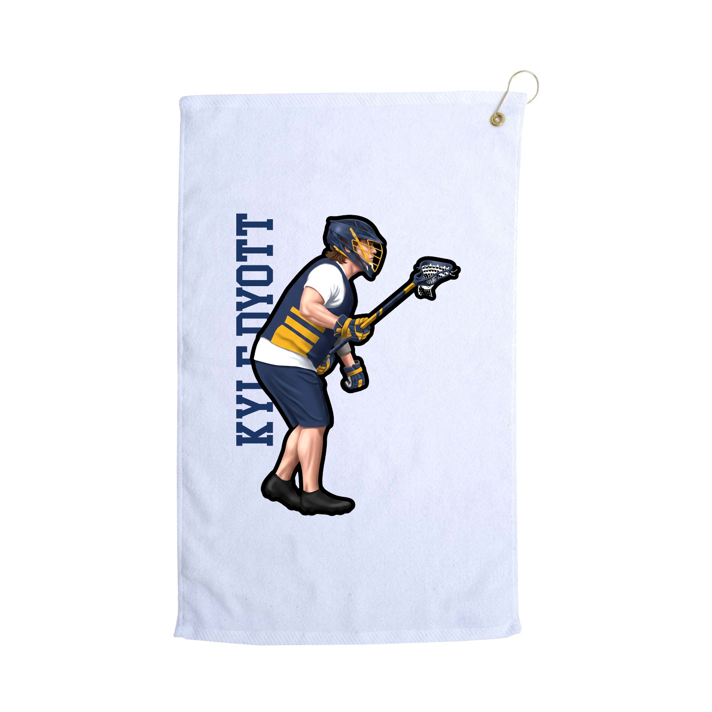 Golf Towel — Name Vertical in White