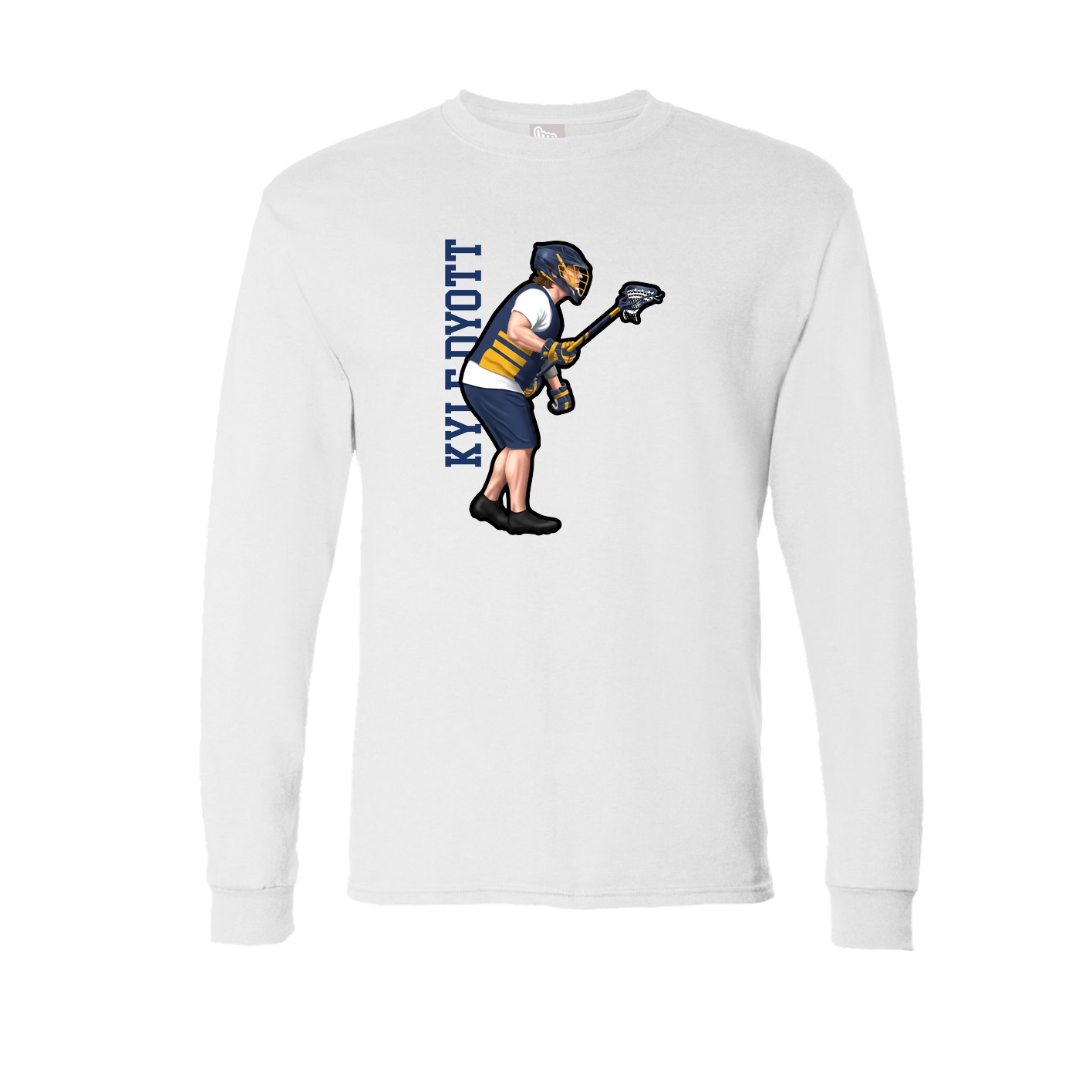Long Sleeve Tee — Name Vertical in White
