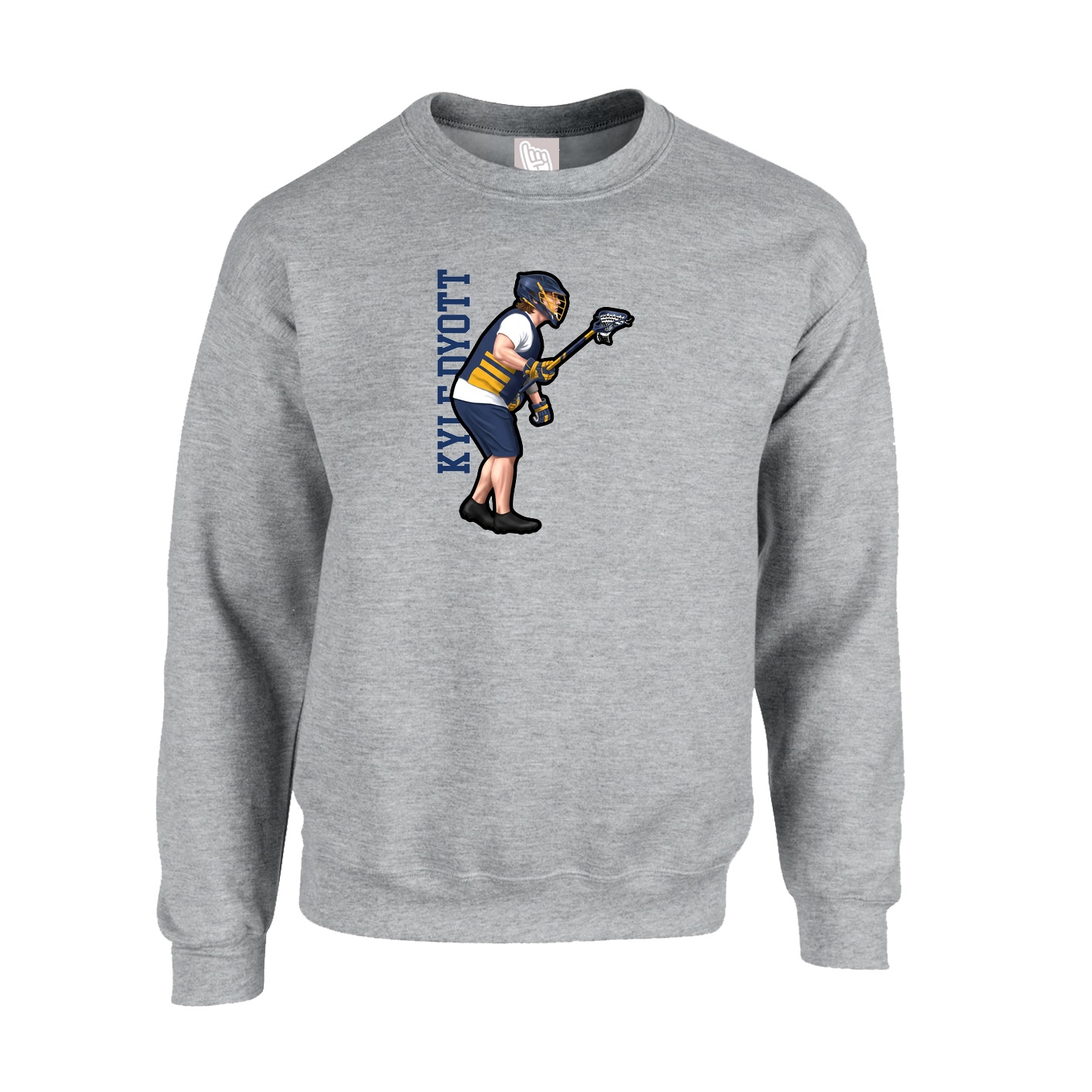 Fleece Crew — Name Vertical in Grey