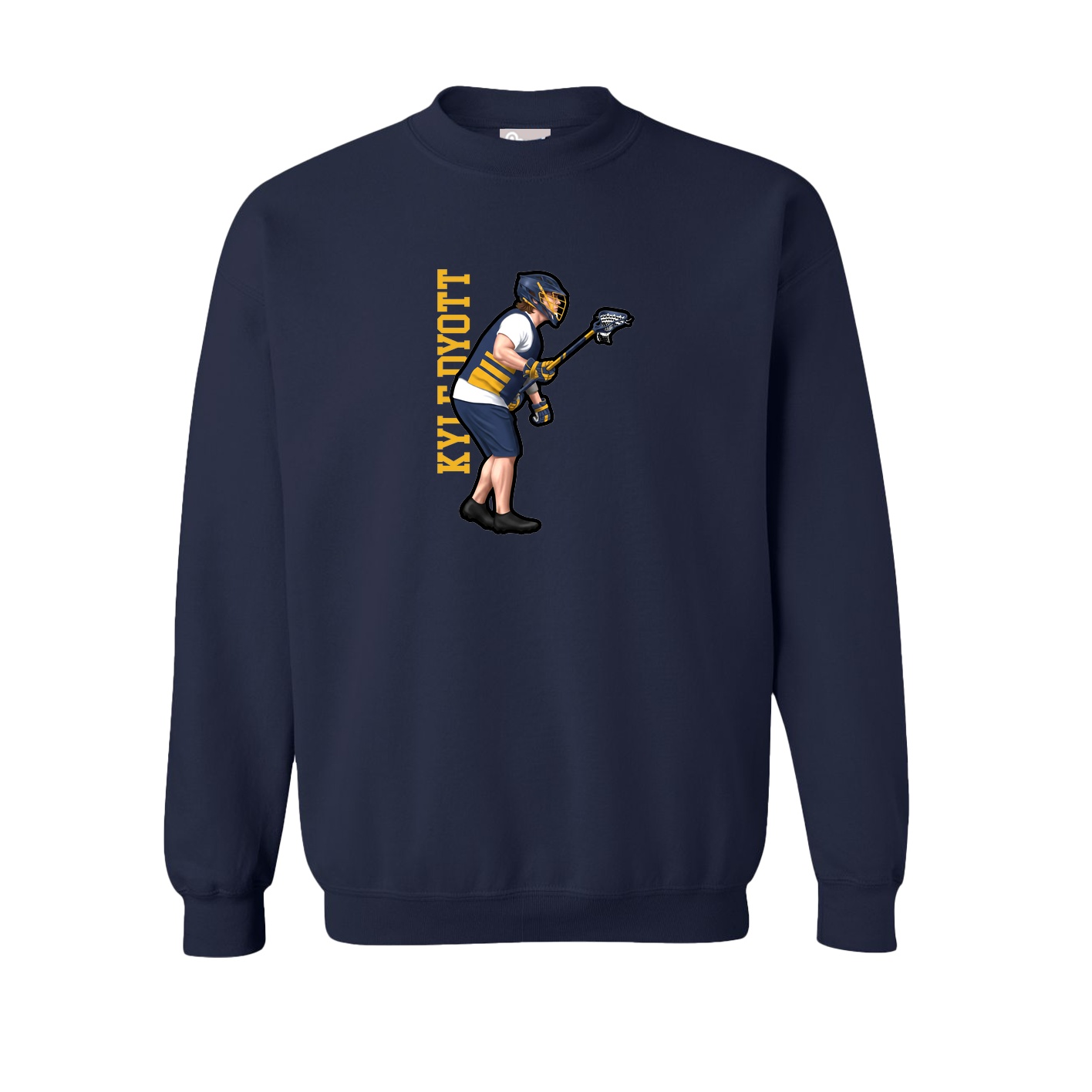 Fleece Crew — Name Vertical in Navy