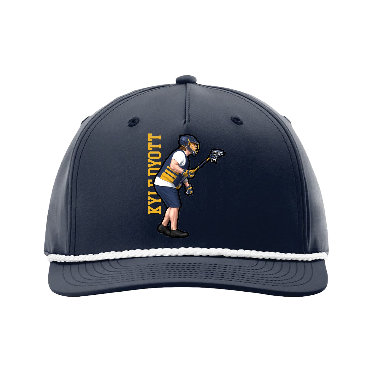 Five-Panel Classic Rope Cap — Name Vertical in Navy