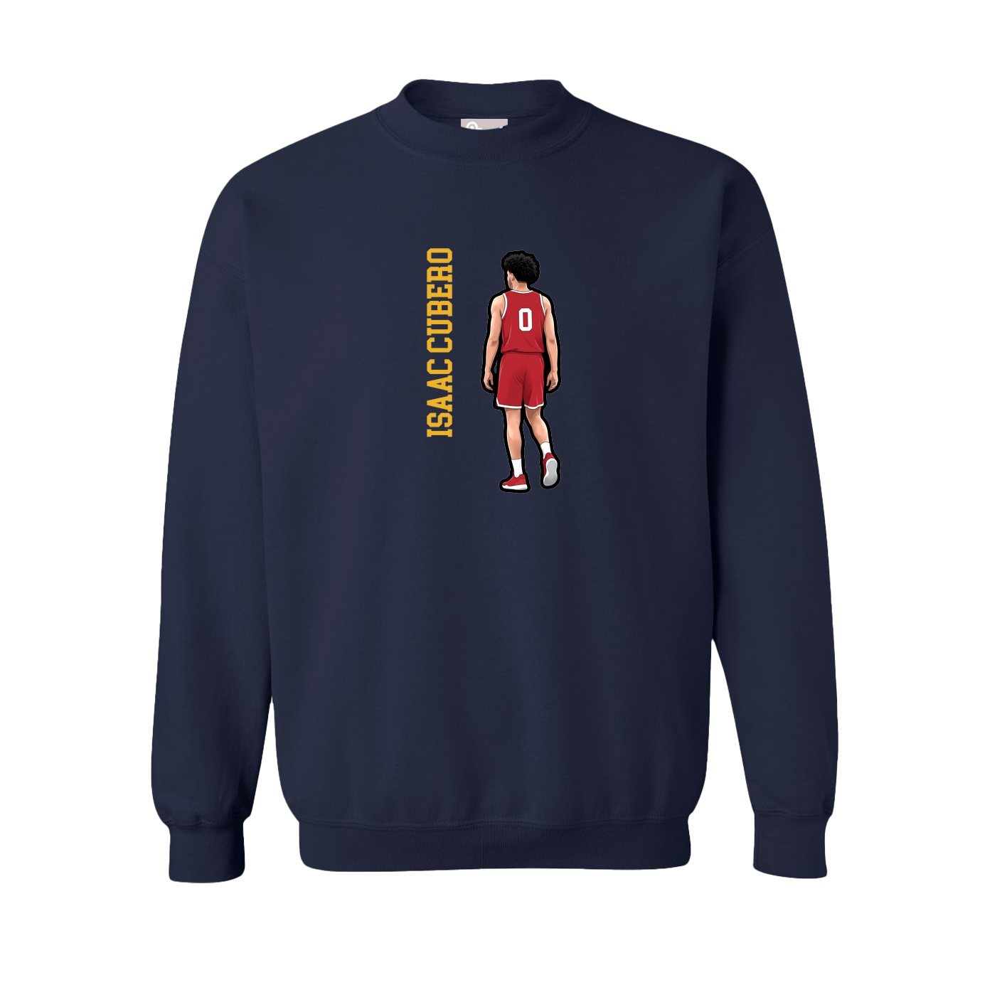 Fleece Crew — Name Vertical in Navy