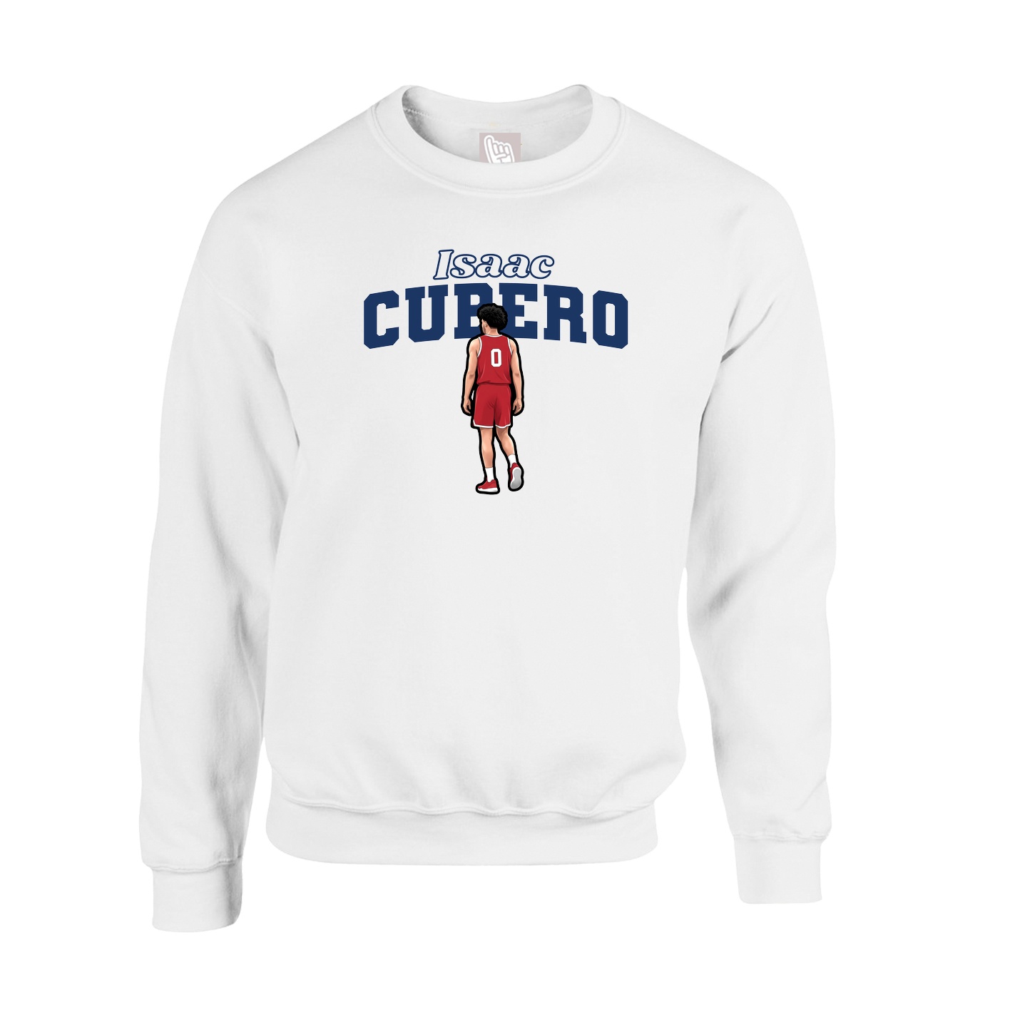 Fleece Crew — Name Arch in White