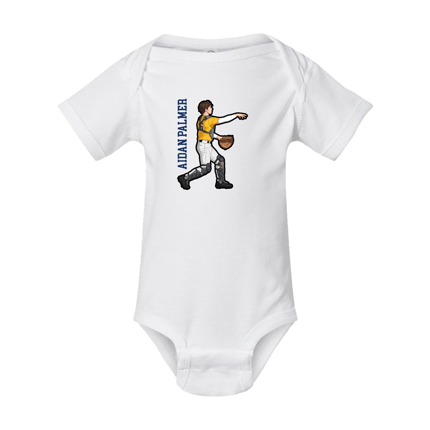 Baby Onesie — Name Vertical in White
