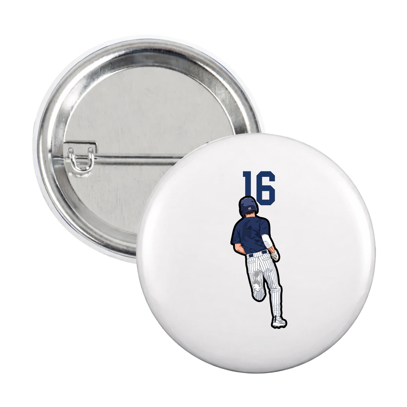 Game Day Button — Number Top in White