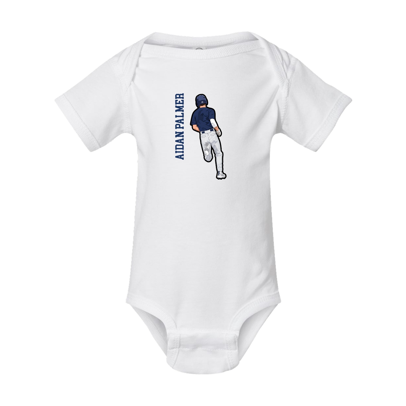 Baby Onesie — Name Vertical in White