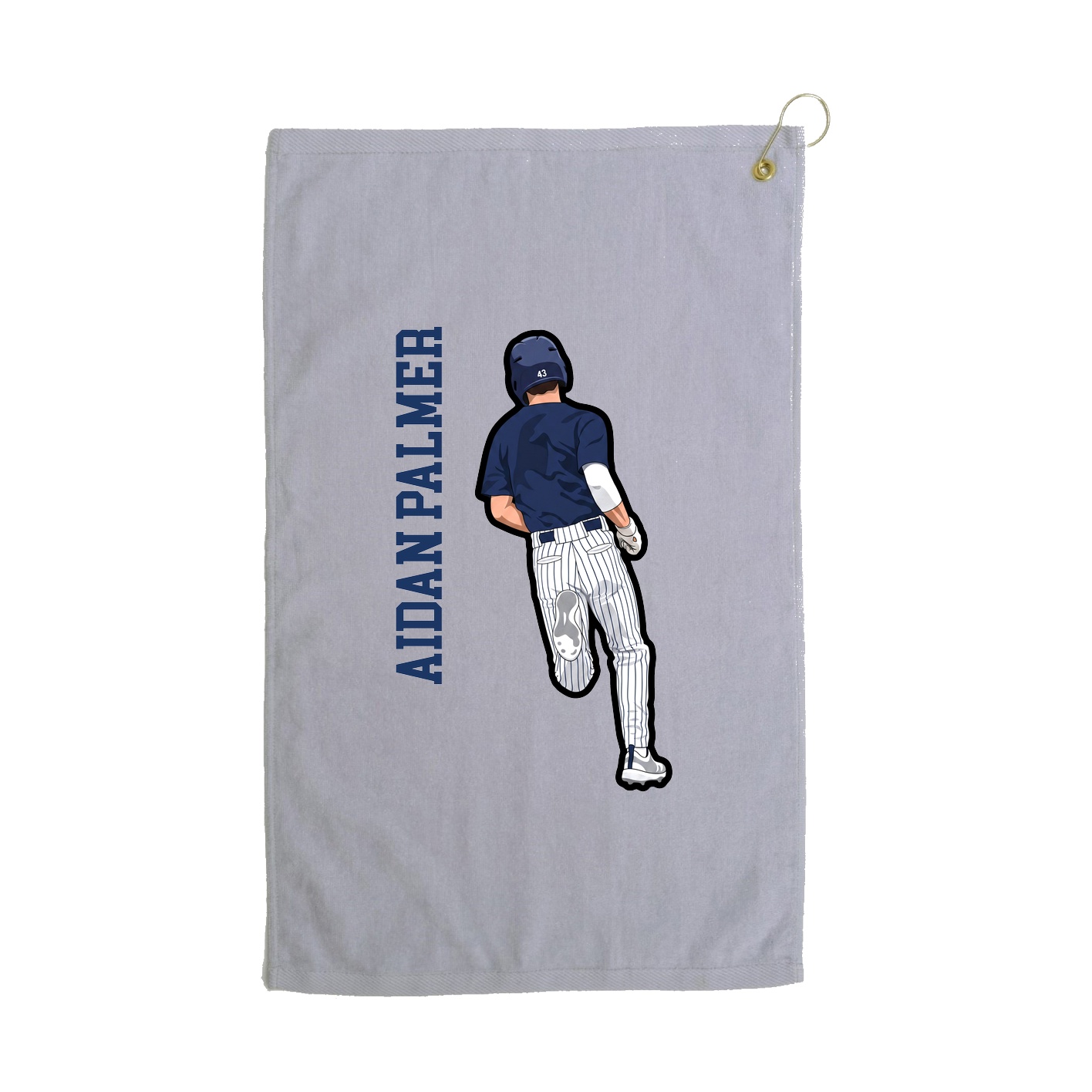 Golf Towel — Name Vertical in Grey