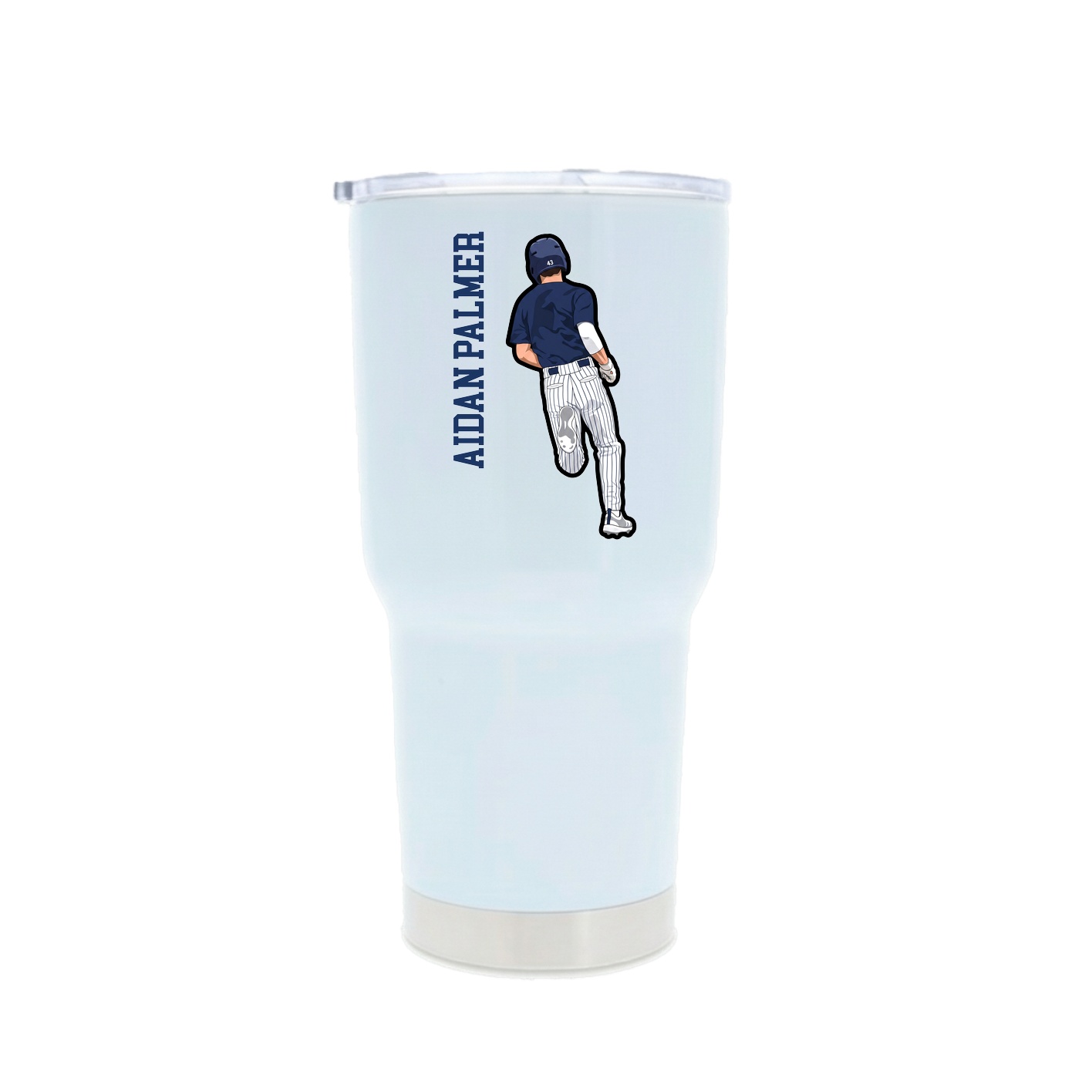 30oz Stainless Steel Tumbler — Name Vertical in White