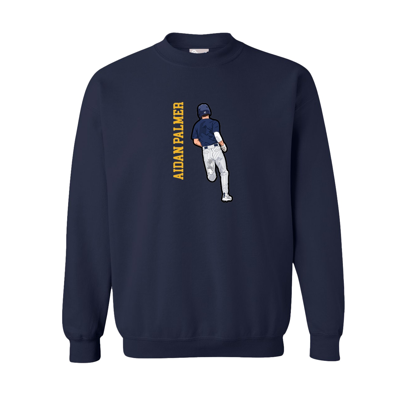 Fleece Crew — Name Vertical in Navy
