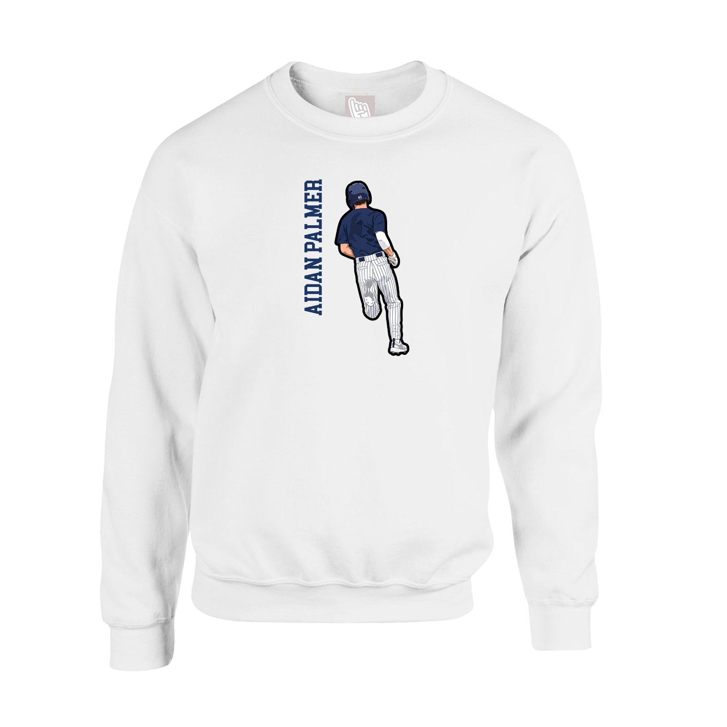 Fleece Crew — Name Vertical in White