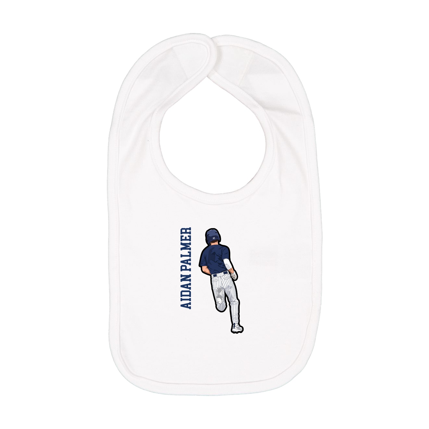 Infant Bib — Name Vertical in White