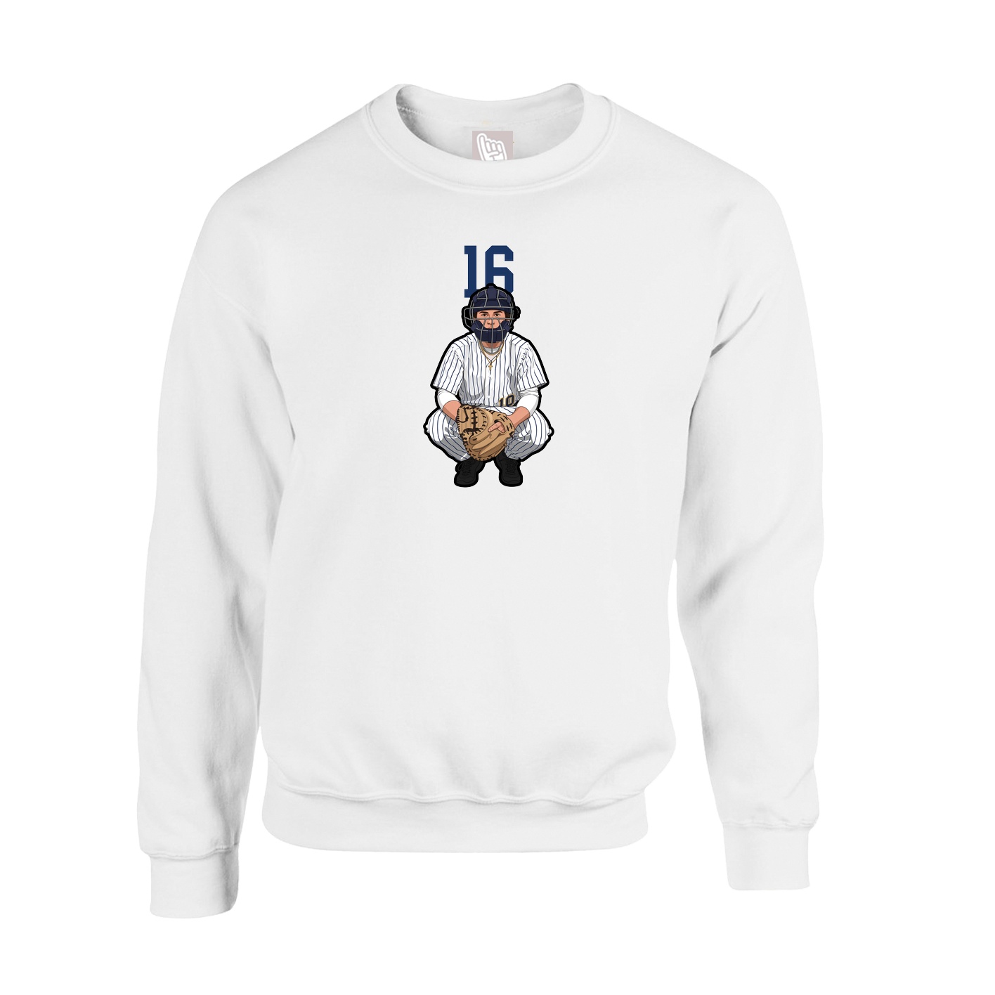 Fleece Crew — Number Top in White