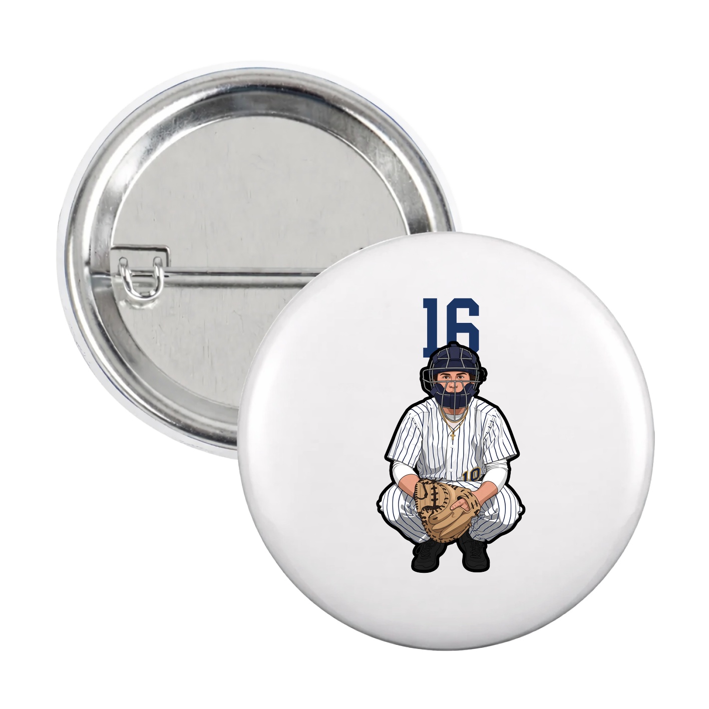 Game Day Button — Number Top in White